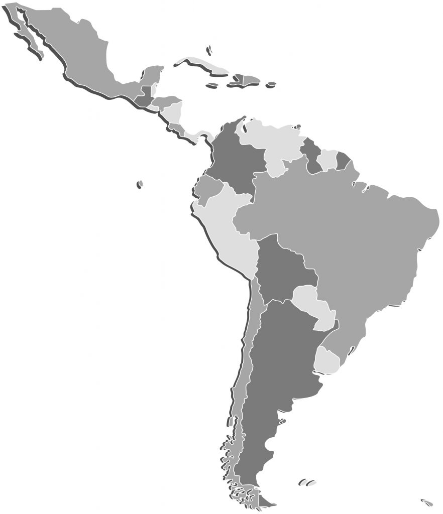 Mapa de México y Latinoamérica en escala de grises